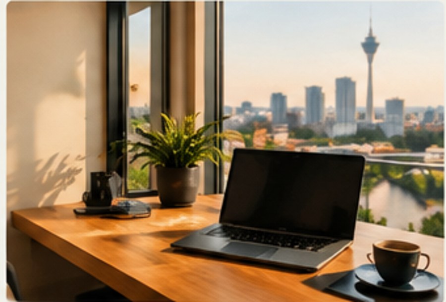 Hochwertiger Arbeitsplatz mit Aussicht